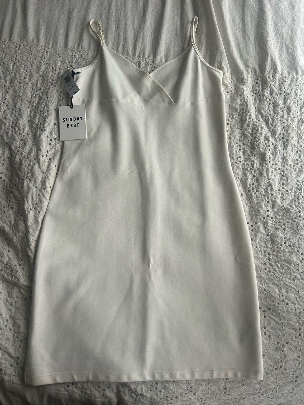 SUNDAY BEST Creamy White Spaghetti Strap Slip Dress